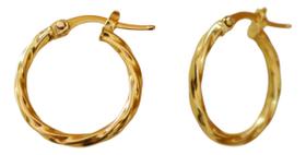 Brinco De Argola Torcida Média Tubo Trava Ouro 18k Brinco De Argola Torcida Média Tubo Trava Ouro 18k