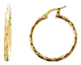 Brinco De Argola Torcida Tubo Trava Ouro 18k