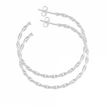 Brinco De Argola Torcido PRI Style Folheado A Prata Antialérgico Tamanho M