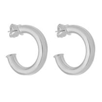 Brinco de argola tubo lele g folheado em ródio branco Brinco de argola tubo lele g folheado em ródio branco