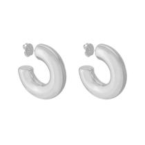 Brinco de argola tubo m ariel folheado em ródio branco Brinco de argola tubo m ariel folheado em ródio branco