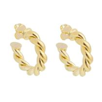 Brinco de argola tubo torcido camila m folheado a ouro 18k