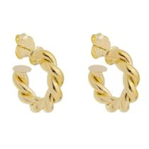Brinco de argola tubo torcido camila p folheado a ouro 18k