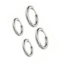 Brinco De Argola Unissex Conjunto 2 Pares Aço Inoxidável