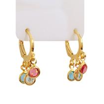 Brinco de Argolinha Com Ponto de Luz Colorido Folheado a Ouro 18k