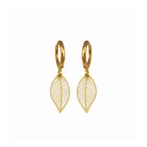 Brinco de Argolinha Folhinha Delicada Folheado a Ouro 18k Brinco de Argolinha Folhinha Delicada Folheado a Ouro 18k