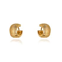 Brinco De Argolinha Grossa Trabalhada Folheado Em Ouro 18k Brinco De Argolinha Grossa Trabalhada Folheado Em Ouro 18k