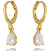 Brinco De Argolinha Pedra Zirconia Banhado A Ouro semi joia luxo