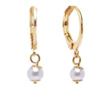 Brinco De Argolinha Perola Delicada Folheado A Ouro 18K