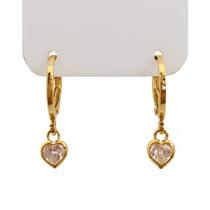 Brinco de Argolinha Ponto de Luz Coração Zircônia Folheado a Ouro 18k Brinco de Argolinha Ponto de Luz Coração Zircônia Folheado a Ouro 18k