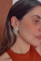 Brinco de base modelo leque Maxi folheado a Ouro e Prata