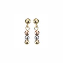 Brinco de Bola Tricolor Infantil Ouro 18K Mod 063 Brinco de Bola Tricolor Infantil Ouro 18K Mod 063