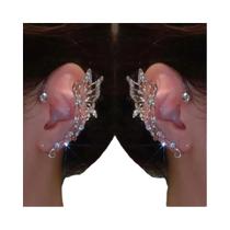 Brinco De Clip Elegante Com Cristal Brilhante Em Forma De Borboleta Para Mulheres, Sem Perfuração