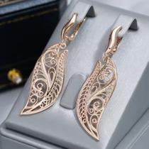 Brinco de Cobre Filigrana lux banhado a Ouro Rosa