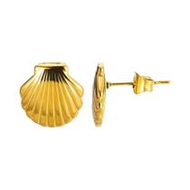 Brinco De Concha Vintage Dourado Para Mulheres, Joia Oceânica Moderna Em Aço Inoxidável, Presente