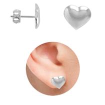 Brinco De Coração Abaulado PRI Style Folheado A Prata Antialérgico Tamanho M BSPRI5193 P