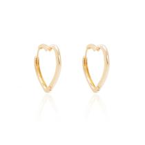 Brinco De Coração Argola Banhado A Ouro 18 K Brinco De Coração Argola Banhado A Ouro 18 K