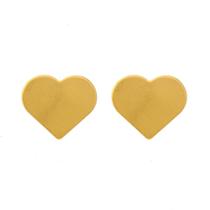 Brinco de Coração Grande Chapeado e Liso Folheado em Ouro 18k Softjoias