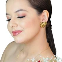 Brinco de Coração Ondulado Luxo Banhado a Ouro 18 K Brinco de Coração Ondulado Luxo Banhado a Ouro 18 K