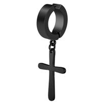 Brinco De Cruz Pingente Preto Argola De Pressão - 1 PEÇA (Não é o par)