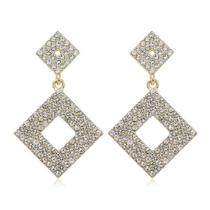 Brinco de Festa Feminino Brilhoso Dourado Strass Luxuoso