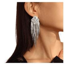 Brinco De Festa Pedras Franja Strass Casamento Noiva Brinco De Festa Pedras Franja Strass Casamento Noiva