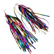 Brinco de Fitas Brilhantes Coloridas - Brinco de Fitas Brilhantes Coloridas -
