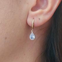 Brinco De Gancho Zirconia Folheado A Ouro Brinco De Gancho Zirconia Folheado A Ouro