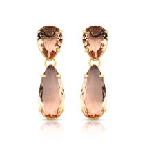 Brinco De Gota Cor Morganita Folheado A Ouro 18k Brinco De Gota Cor Morganita Folheado A Ouro 18k