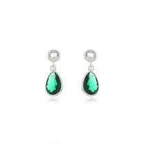 Brinco De Gota Cravejada Cristal + Verde Prata Brinco De Gota Cravejada Cristal + Verde Prata