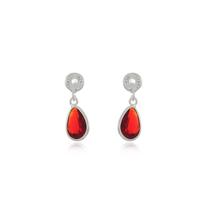 Brinco De Gota Cravejada Cristal + Vermelho Prata Brinco De Gota Cravejada Cristal + Vermelho Prata
