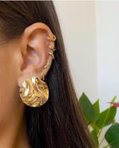 Brinco de Inverno Martelado Moda de Luxo Folheado 1 milésimo de ouro Dourado