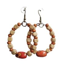 Brinco de madeira feminino argola de madeira argola hippie Brinco de madeira feminino argola de madeira argola hippie