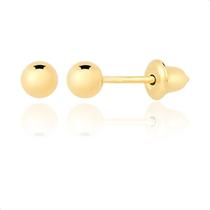 Brinco de Ouro 10k 416 Bolinha 3mm para Recém Nascido, Crianças e Adultos Brinco de Ouro 10k 416 Bolinha 3mm para Recém Nascido, Crianças e Adultos
