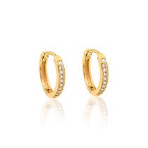 Brinco de Ouro 10k Argola com Zircônias