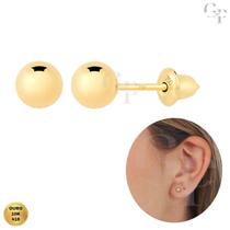 Brinco de Ouro 10k Bolinha 4mm para Recém Nascido, Crianças e Adultos com Garantia de Ouro Vitalícia Brinco de Ouro 10k Bolinha 4mm para Recém Nascido, Crianças e Adultos com Garantia de Ouro Vitalícia