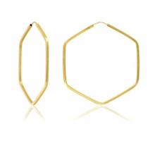Brinco de ouro 18 k Hexagonal Media .
