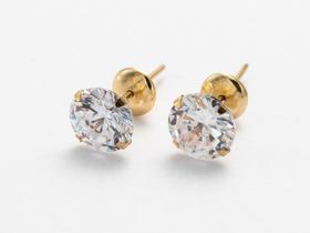 Brinco de Ouro 18k 5mm Cálice Zircônia Solitária - diversas de cores