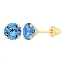 Brinco de Ouro 18K 750 com Pedra Zircônia de 5mm Adulto Infantil Brinco de Ouro 18K 750 com Pedra Zircônia de 5mm Adulto Infantil