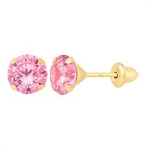 Brinco de Ouro 18K 750 com Pedra Zircônia de 5mm Adulto Infantil Brinco de Ouro 18K 750 com Pedra Zircônia de 5mm Adulto Infantil