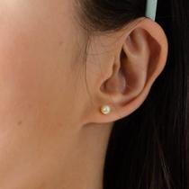 Brinco De Ouro 18k 750 Com Pérola Natural 4mm Infantil