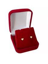 Brinco De Ouro 18k 750 Coração Chapa 4mm Brinco De Ouro 18k 750 Coração Chapa 4mm