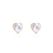 Brinco De Ouro 18k 750 Coração De Zirconia Branco 6mm