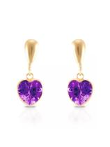 Brinco De Ouro 18k 750 Coração Roxo Ametista Zircônia Brinco De Ouro 18k 750 Coração Roxo Ametista Zircônia