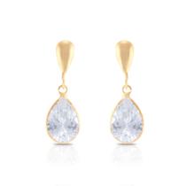 Brinco De Ouro 18k 750 Gota Com Zircônia Em Gota 6x8mm Brinco De Ouro 18k 750 Gota Com Zircônia Em Gota 6x8mm