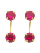 Brinco De Ouro 18k 750 Grace Kelly Com Zirconias 4mm Rubi Brinco De Ouro 18k 750 Grace Kelly Com Zirconias 4mm Rubi