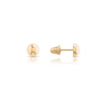Brinco de Ouro 18K 750 Meia Bola Meia Esfera Modelo Botão - Clássico e Atemporal