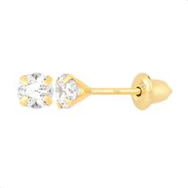 Brinco de Ouro 18k 750 Pedrinha 3mm Infantil Bebê Recém nascido segundo furo adulto Brinco de Ouro 18k 750 Pedrinha 3mm Infantil Bebê Recém nascido segundo furo adulto