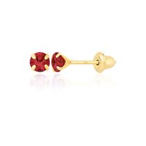 Brinco de Ouro 18k 750 Pedrinha 3mm Infantil Bebê Recém nascido segundo furo adulto
