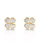 Brinco De Ouro 18k 750 Trevo Com Zirconias Mistas 3mm Brinco De Ouro 18k 750 Trevo Com Zirconias Mistas 3mm